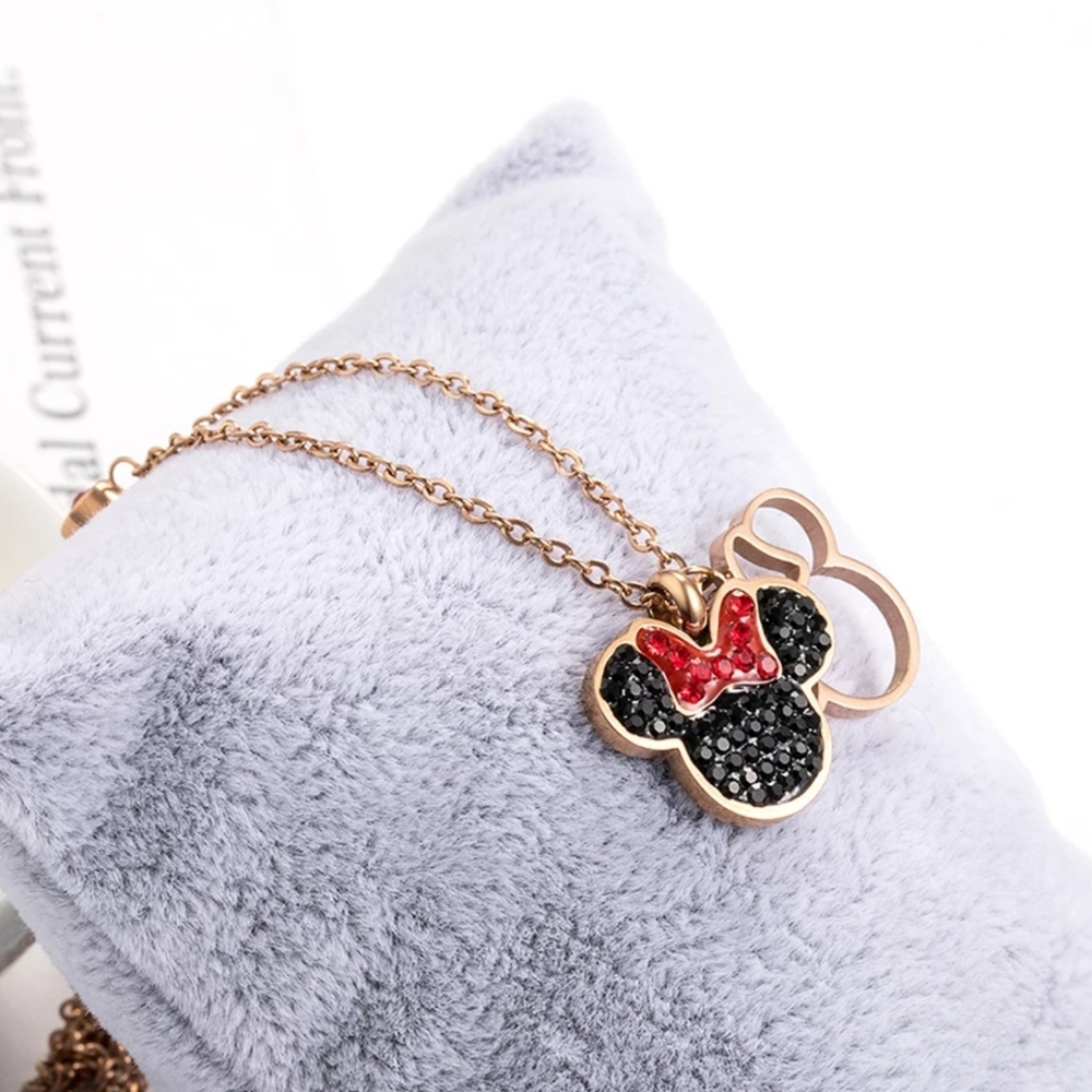Minnie Mouse Pendant Necklace Titanium Steel Chain